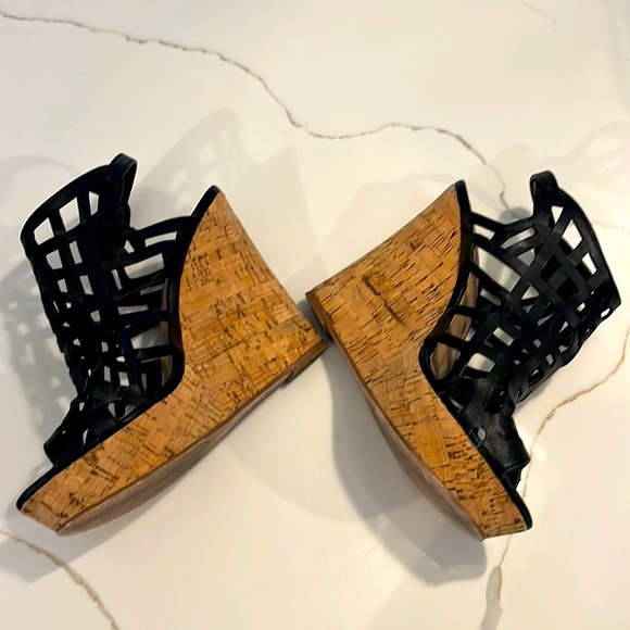 Charles By Charles David Shoes - Charles by Charles David black cage cork wedges Size 8